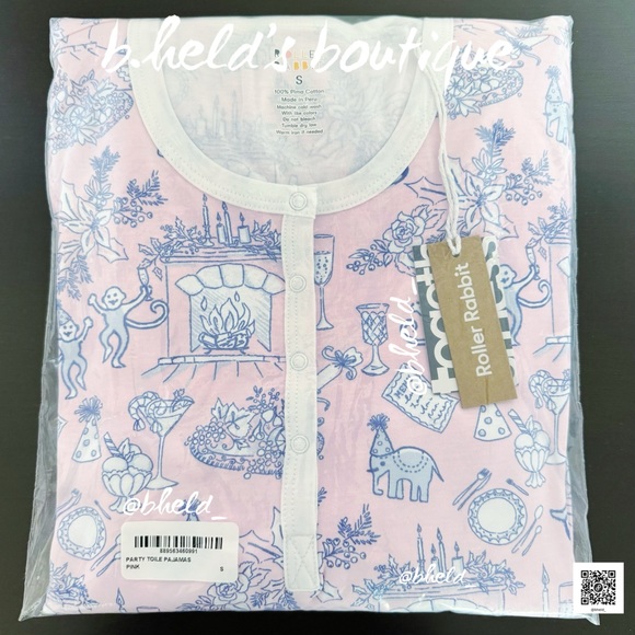 Roller Rabbit Party Toile Pajamas in Pink Size Small (S) Brand New NWT - Picture 13 of 14